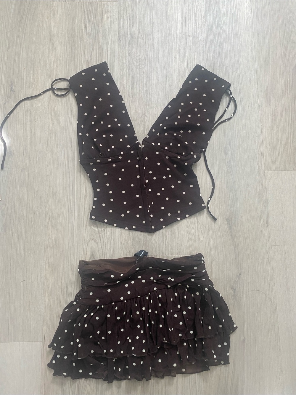Windsor Brown and White Polka Dot Two-Piece Set